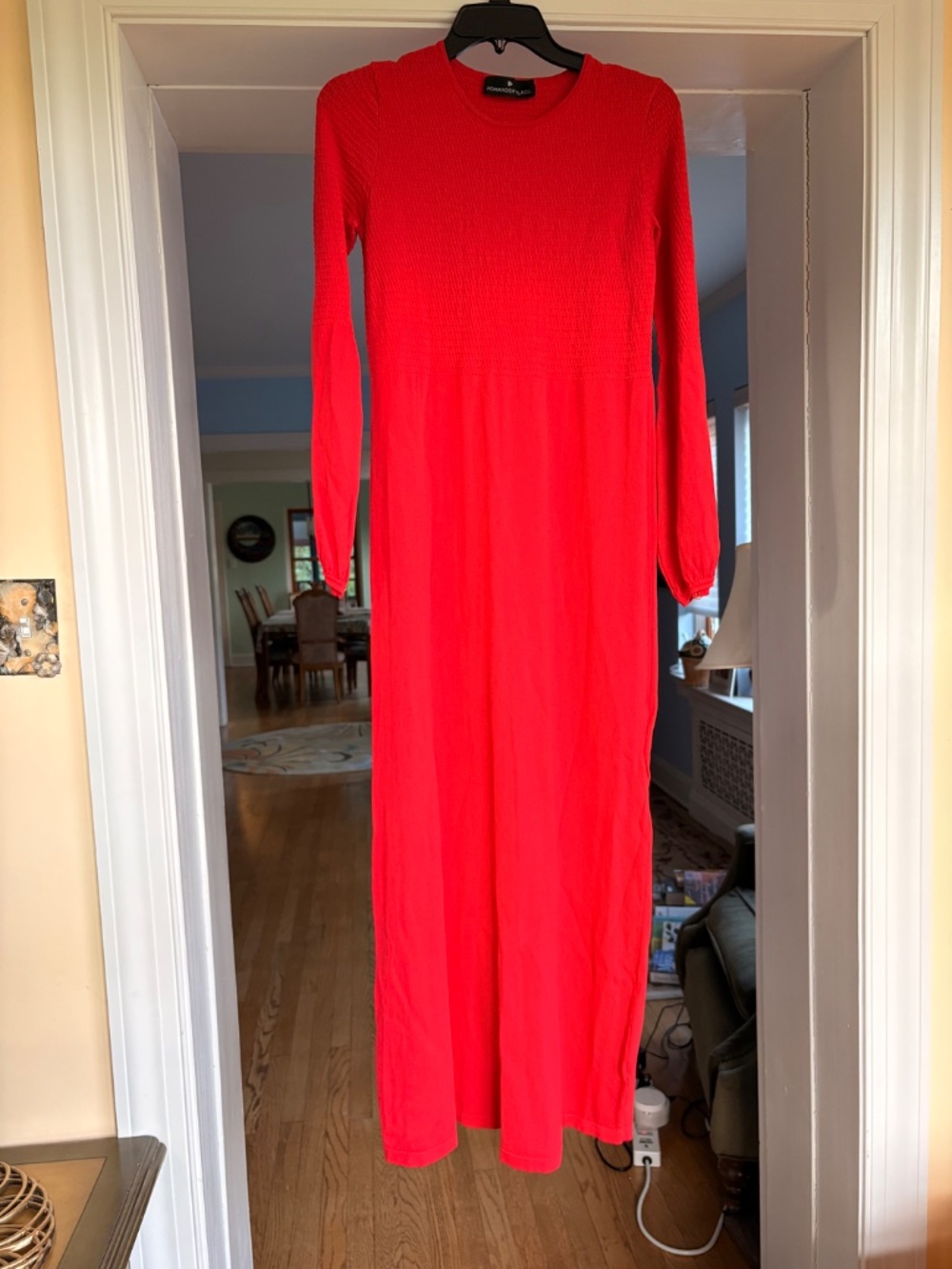 Pomander Place Lennox Smocked Red Longsleeve Sweater Dress in size S